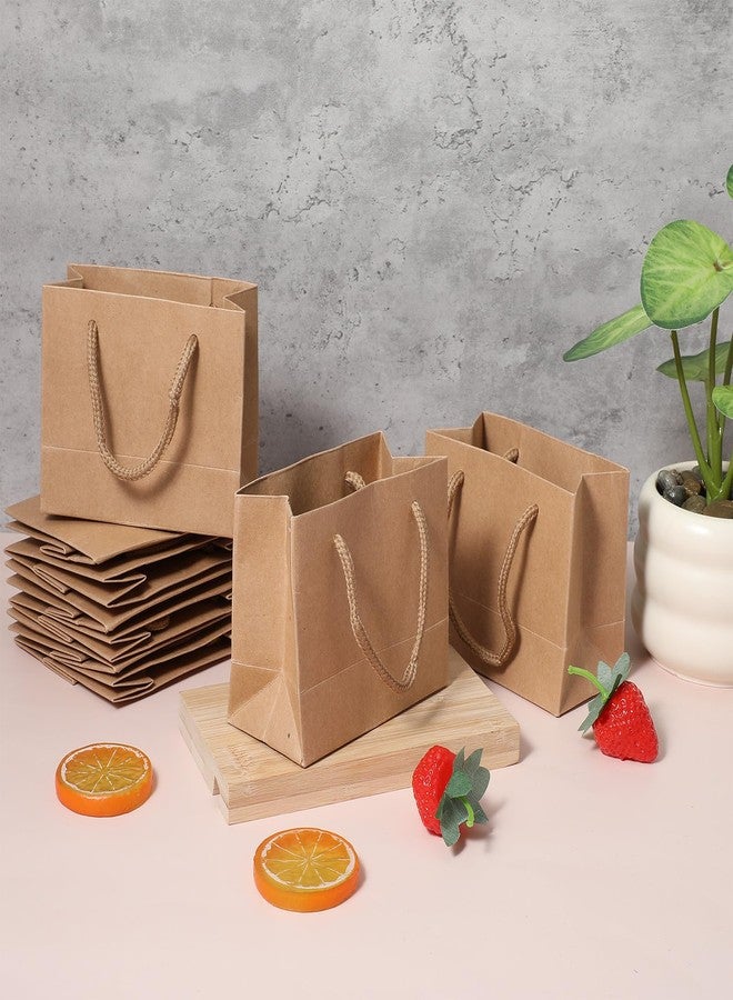 Kifmurase 60PCS Paper Bag Bulk, 4×4.72×2.36 inch Mini Gift Bags with Handles, Small Size Brown Bags Gift Paper ‌Container for Party Favors Shopping Wedding Retails Birthday Baby Showers - Image 4